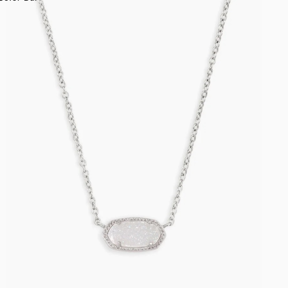 Kendra Scott Silver Pendant Necklace in Iridescent Drusy